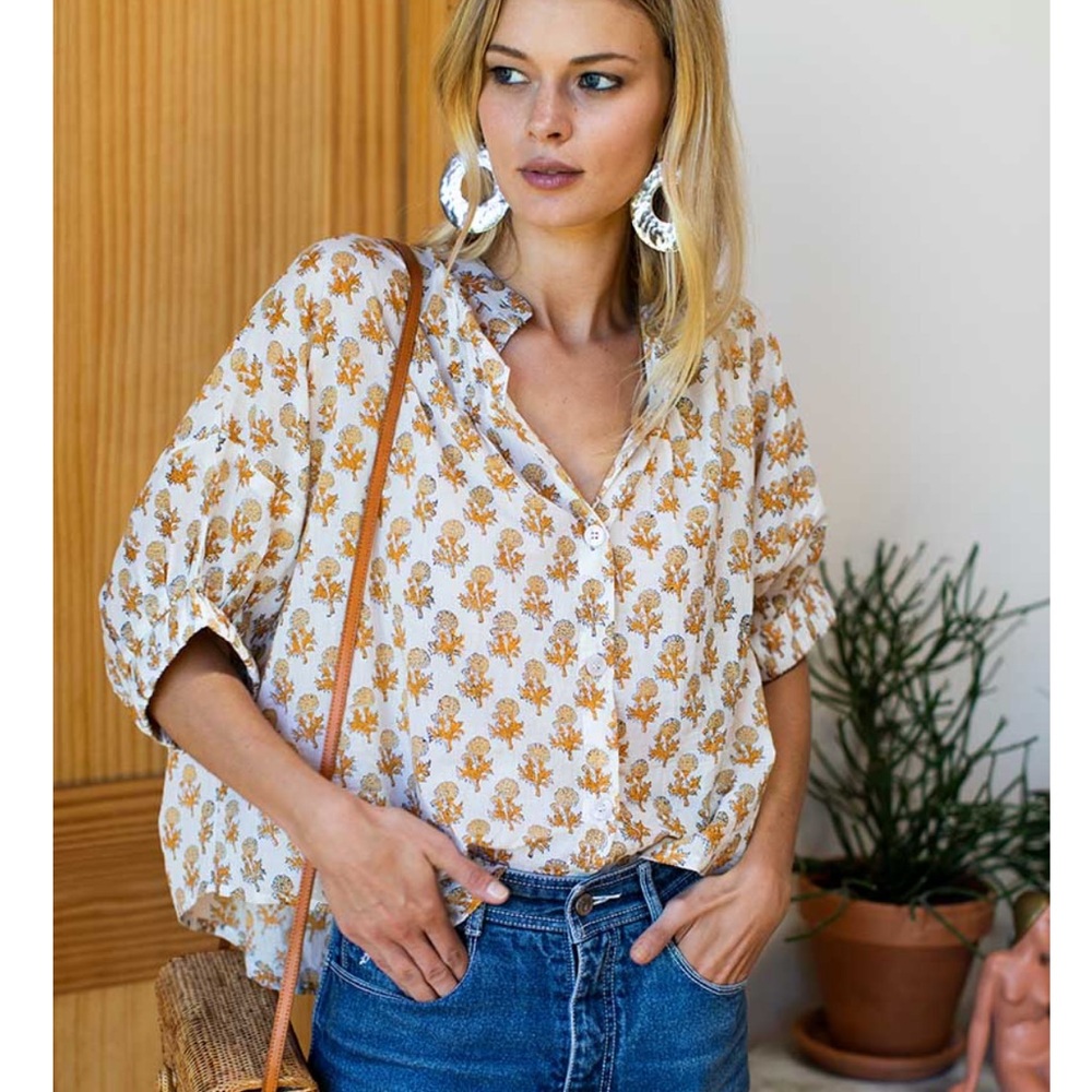 Emerson Fry MANDARIN COLLAR TOP - LITTLE MARIGOLDS ORGANIC